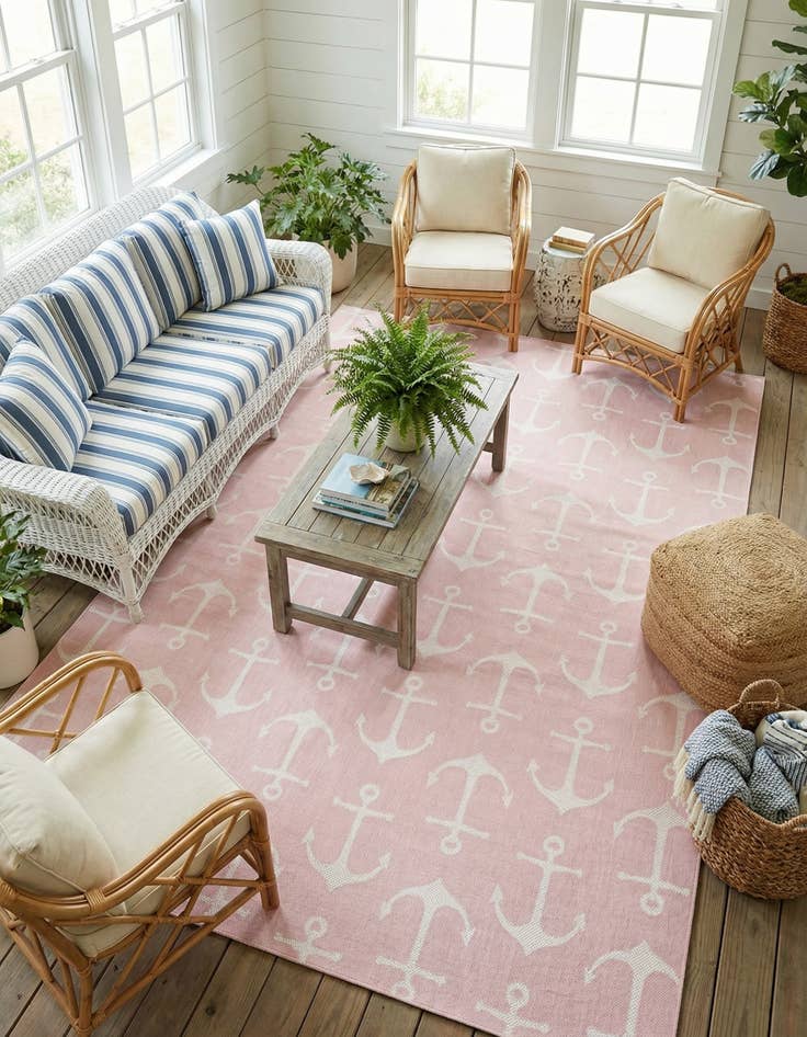 Detail image of 10' x 14'  Washable Coastal Indoor / Outdoor Rug