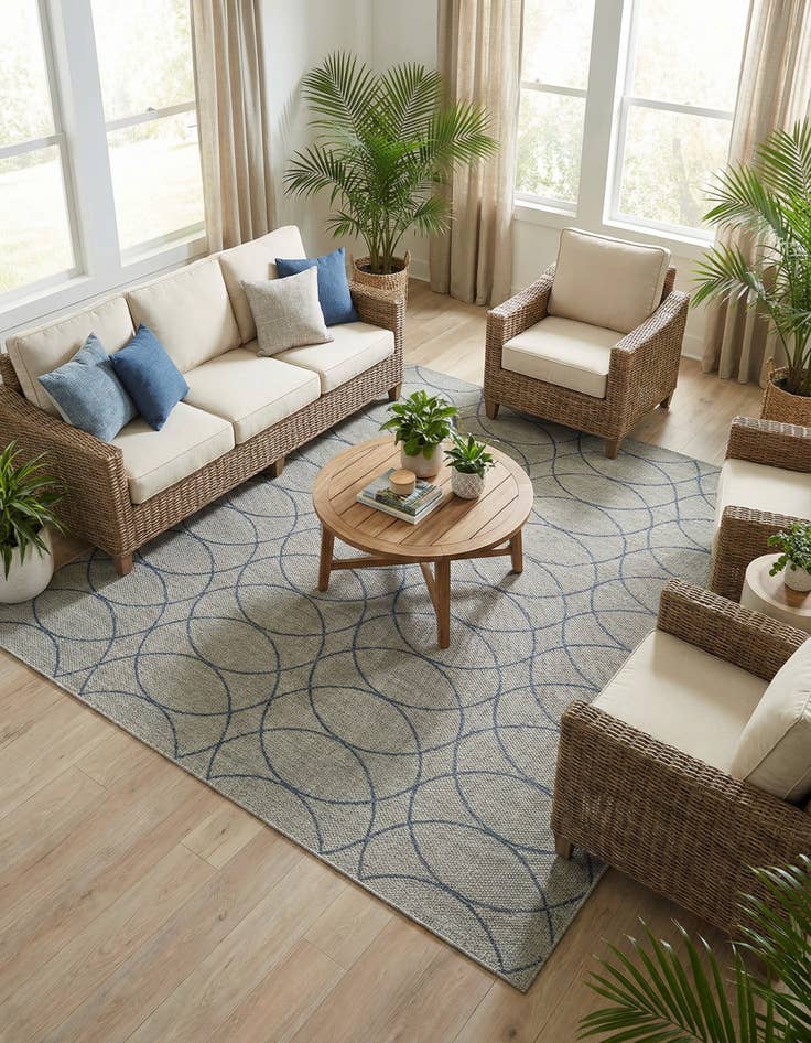 Detail image of 10' x 10' Washable Lattice Indoor / Outdoor Square Rug