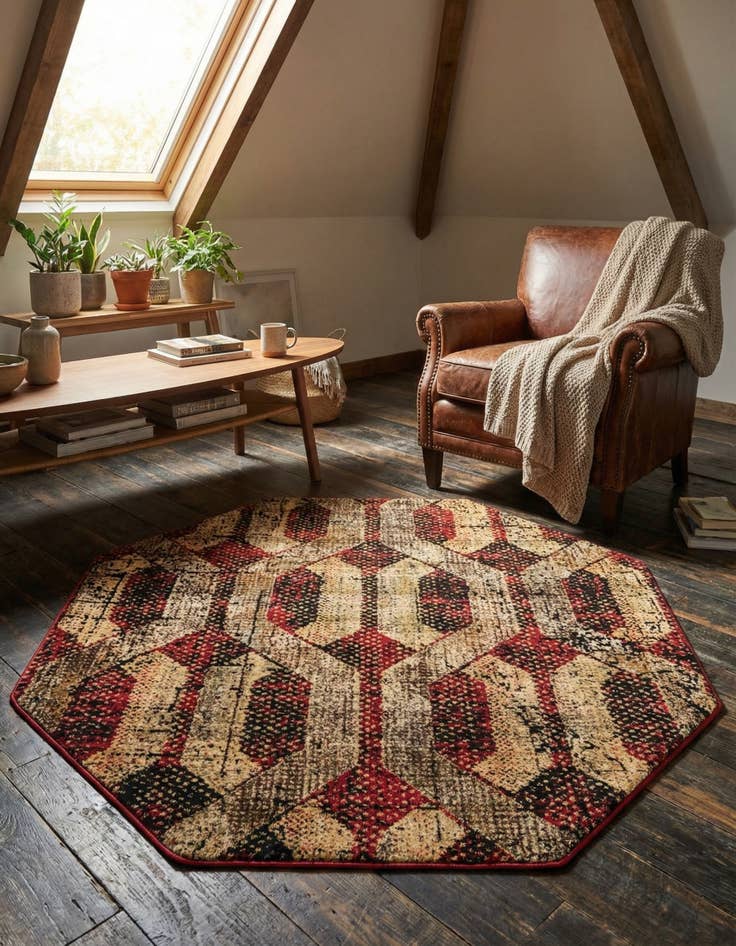 Detail image of 5' 3 x 5' 3 Saturn Octagon Rug