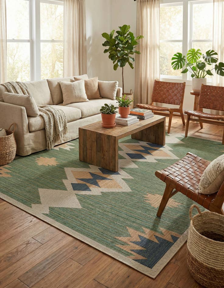 Detail image of 12' x 12' Washable Baja Indoor / Outdoor Square Rug