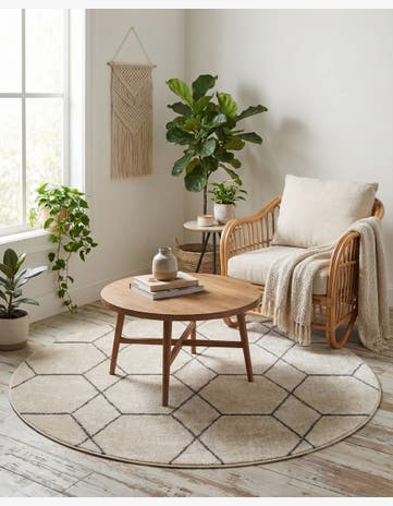 7' x 7' Trellis Frieze Round Rug