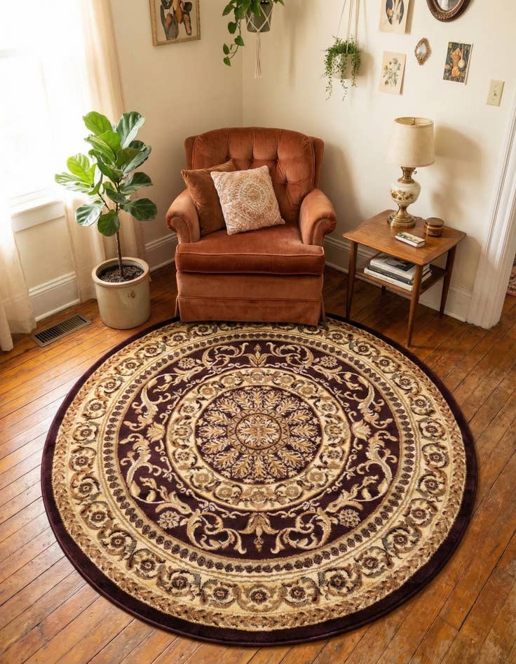 Detail image of 6' x 6' Classic Aubusson Round Rug