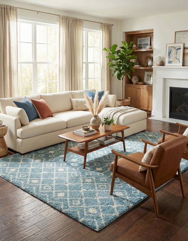 Detail image of 10' x 14' Moroccan Trellis Shag Rug