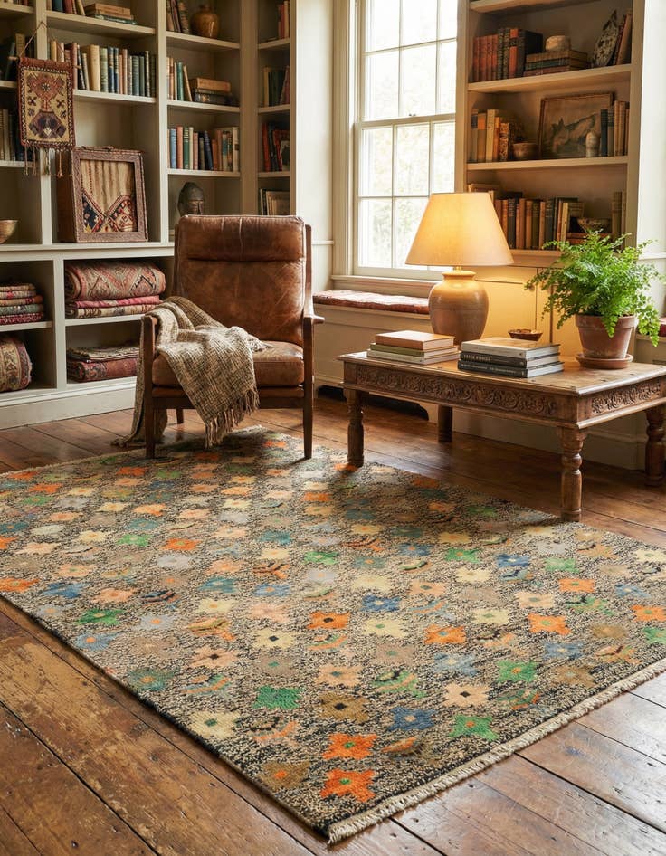 Detail image of 4' 5 x 6' Hand Knotted Balouch Wool Rug