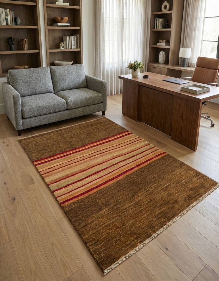 Detail image of 4' 3 x 6' 1 Hand Knotted Modern Ziegler Wool Rug