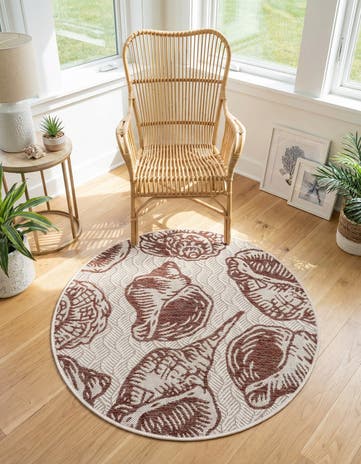 3' x 3' Easy-Clean Coastal Indoor / Outdoor Round Rug