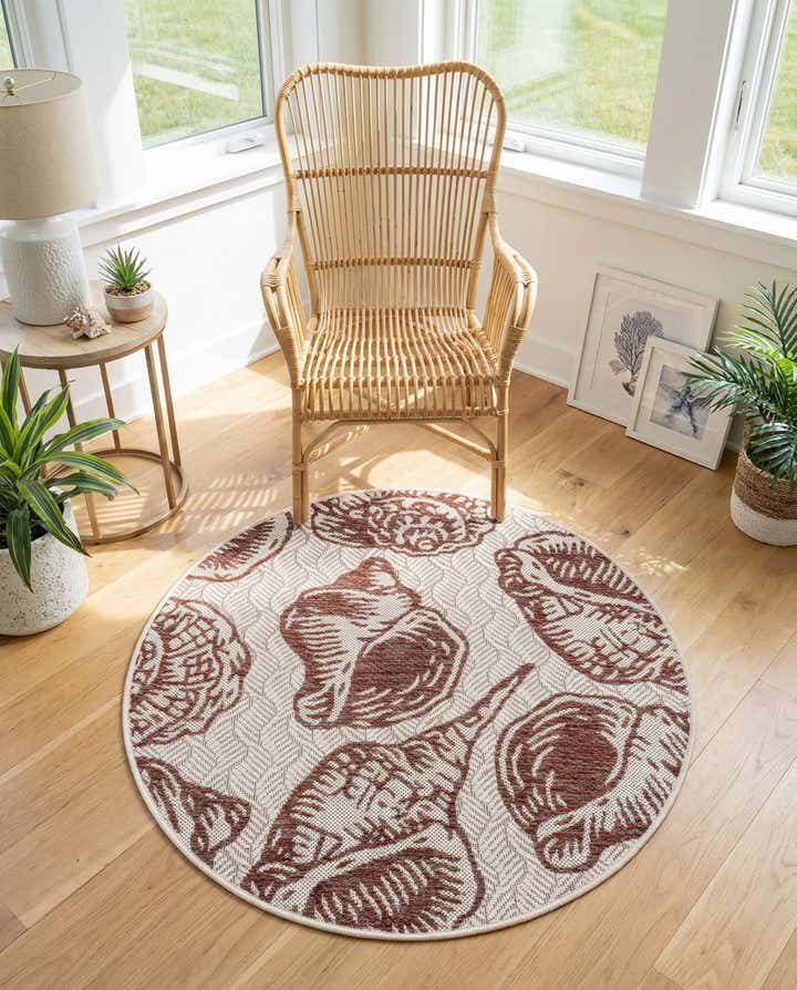 3' x 3' Easy-Clean Coastal Indoor / Outdoor Round Rug