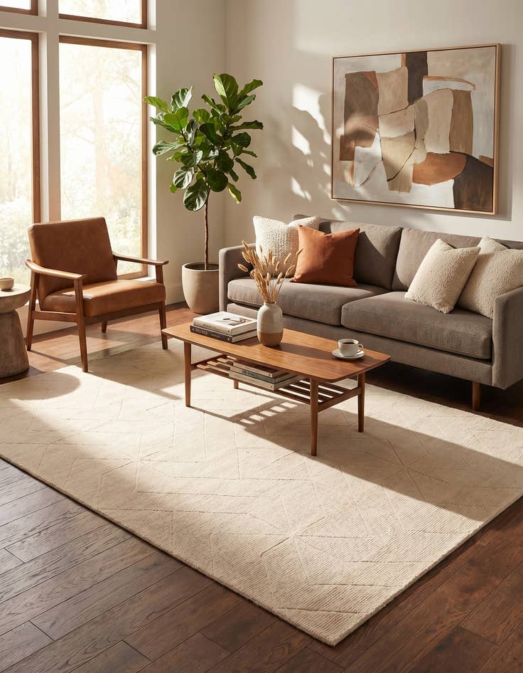 Detail image of 6' 1 x 9' WoolCraft Geometric Rug