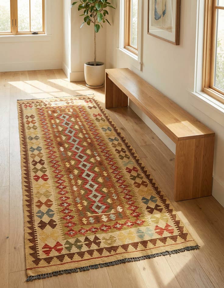 Detail image of 3' 6 x 6' 8 Hand Woven Kilim Maymana Wool Rug