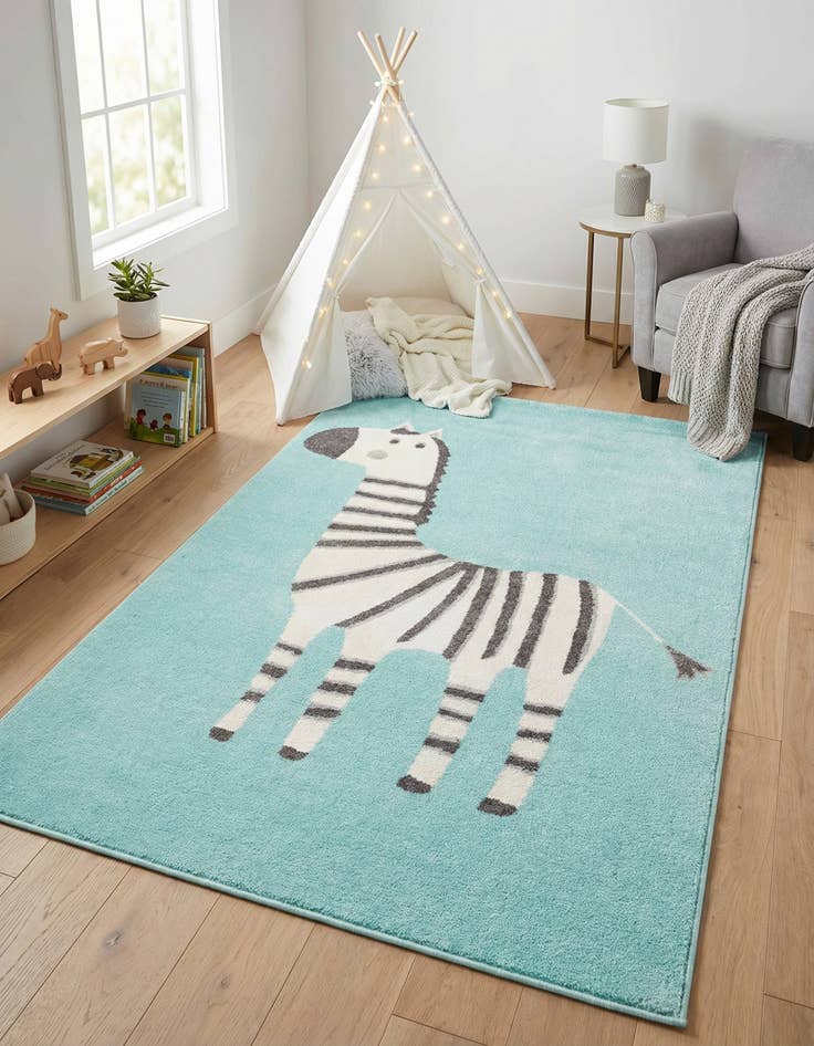 Detail image of 3' 11 x 5' 11 Zebra Whimsy Kids Rug