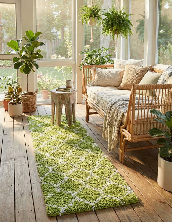 Detail image of  2' x 8' Lattice Shag Runner Rug