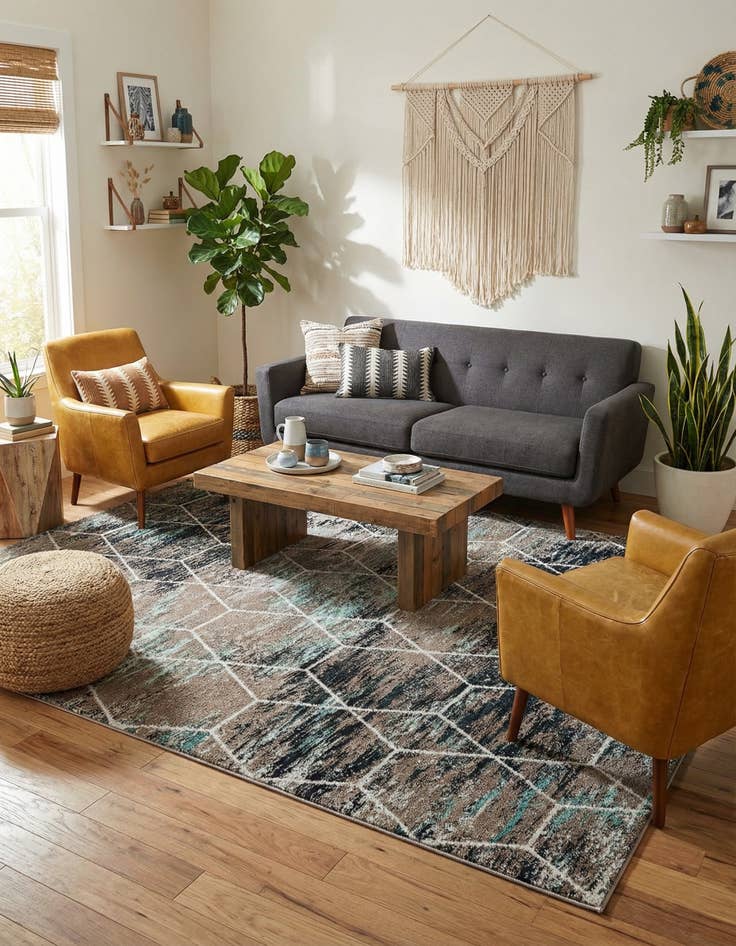 Detail image of 7' 10 x 10' Lattice Frieze Rug