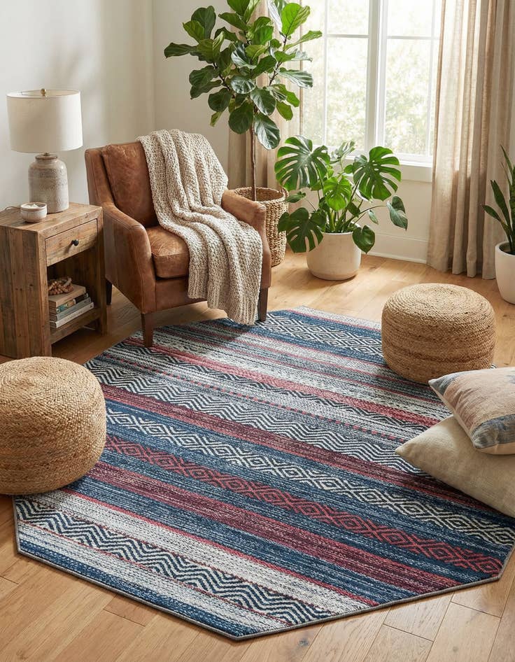 Detail image of 5' x 5' Washable Yara Octagon Rug