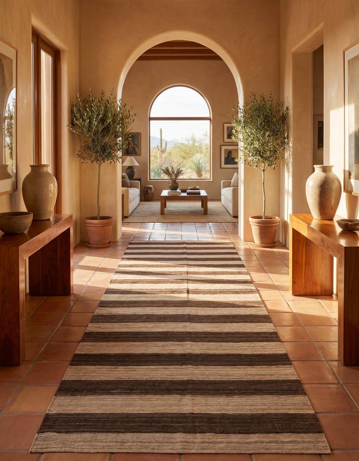 Detail image of 6' 6 x 12' Hand Woven Kilim Modern Wool Runner Rug