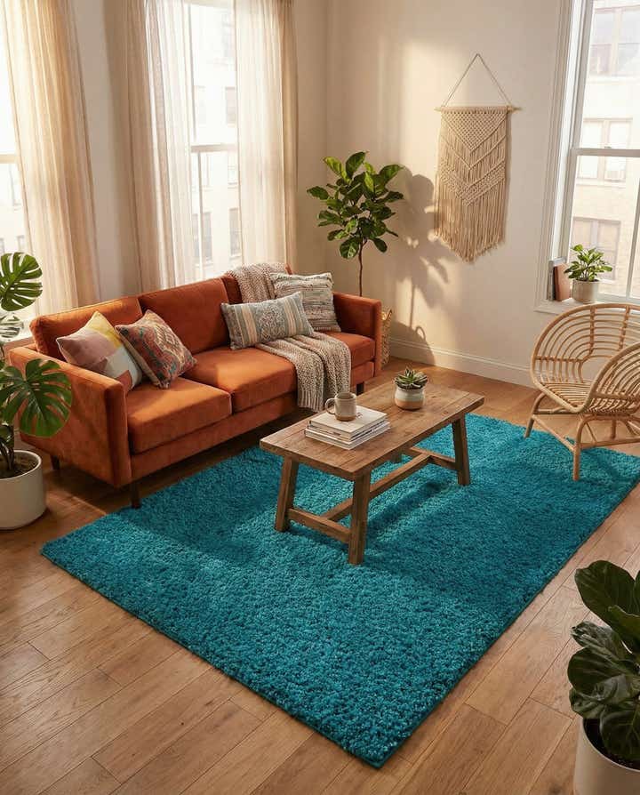 5' 3 x 7' Solid Shag Rug