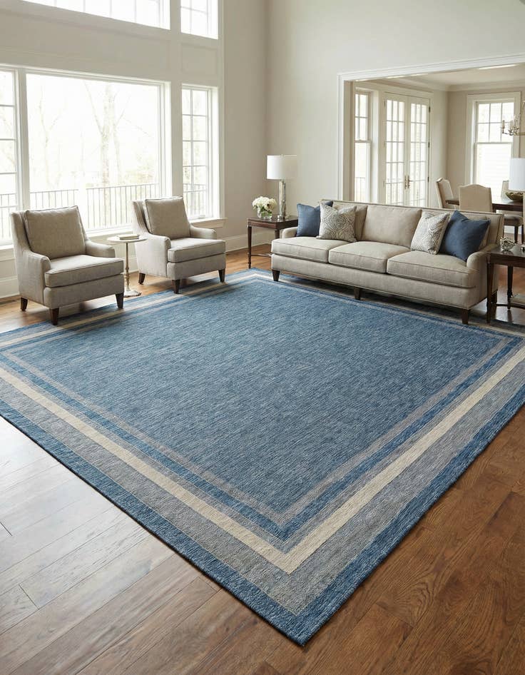 Detail image of 13' x 13' Washable Border Indoor / Outdoor Square Rug