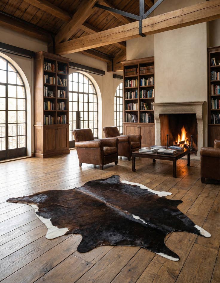 Detail image of 6' 1 x 6' 8 Cowhide Leather Square Rug