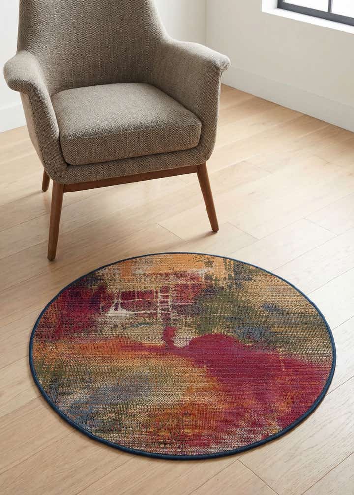 2' 7 x 2' 7 Easy-Clean Modern Indoor / Outdoor Round Rug