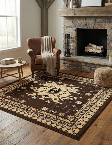 Brown Heris Square Rug