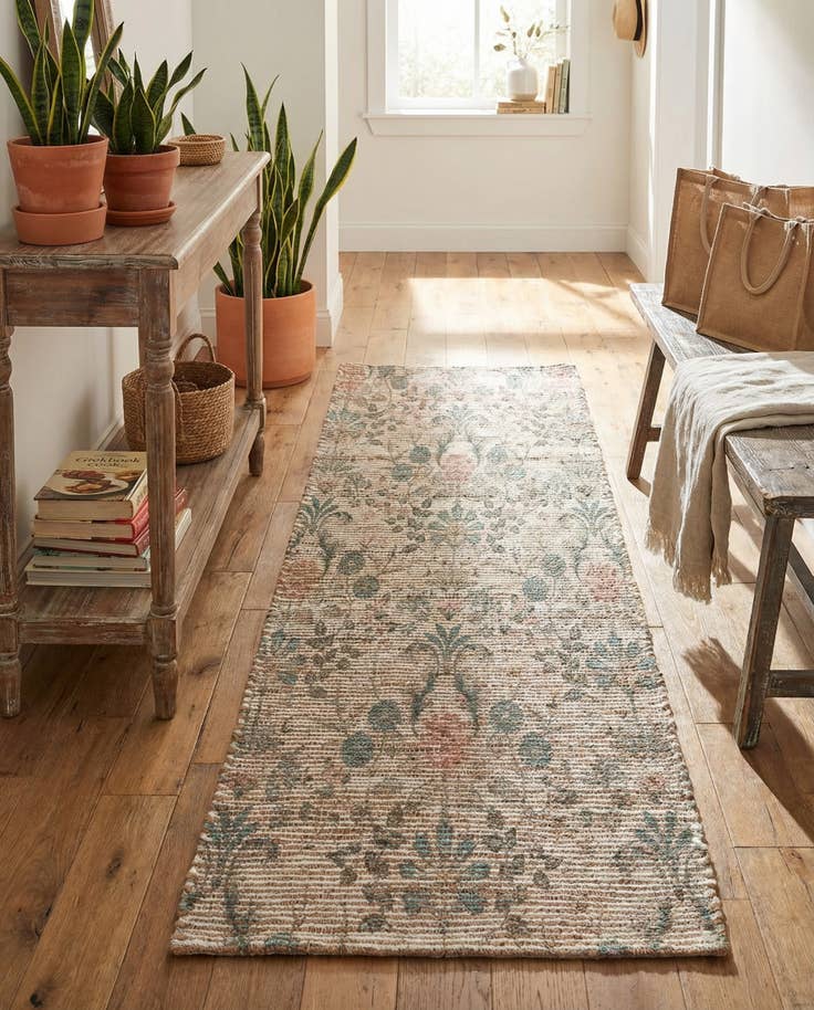 Detail image of 2' x 6' 1 Hand Woven Chenille Jute Runner Rug