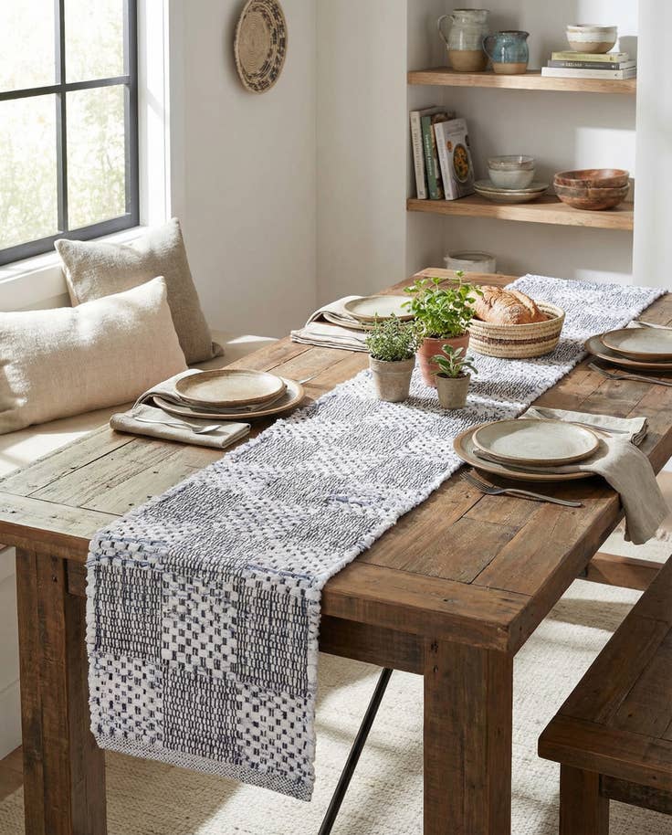 Detail image of 1' 2 x 10' Hand Woven Chindi Cotton Table Runner Rug