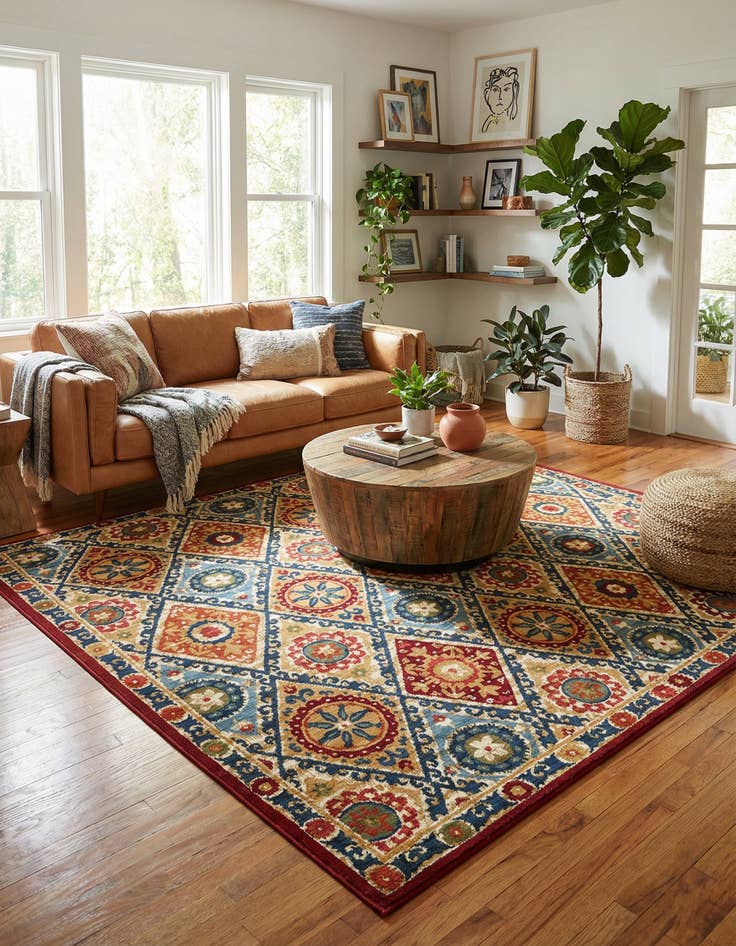 Detail image of 10' x 10'  Washable Modern Indoor / Outdoor Square Rug