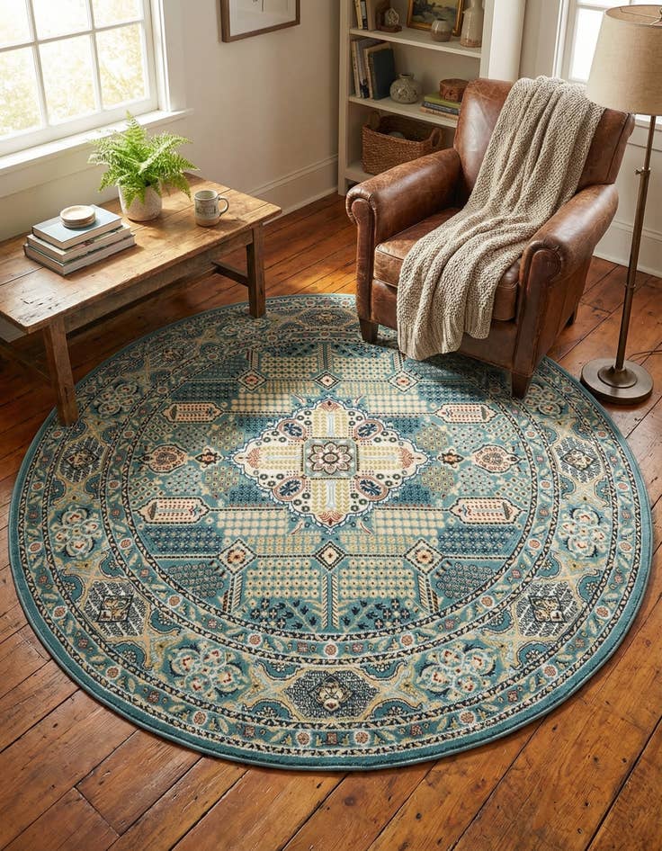 Detail image of 5' x 5' Nain Design Round Rug