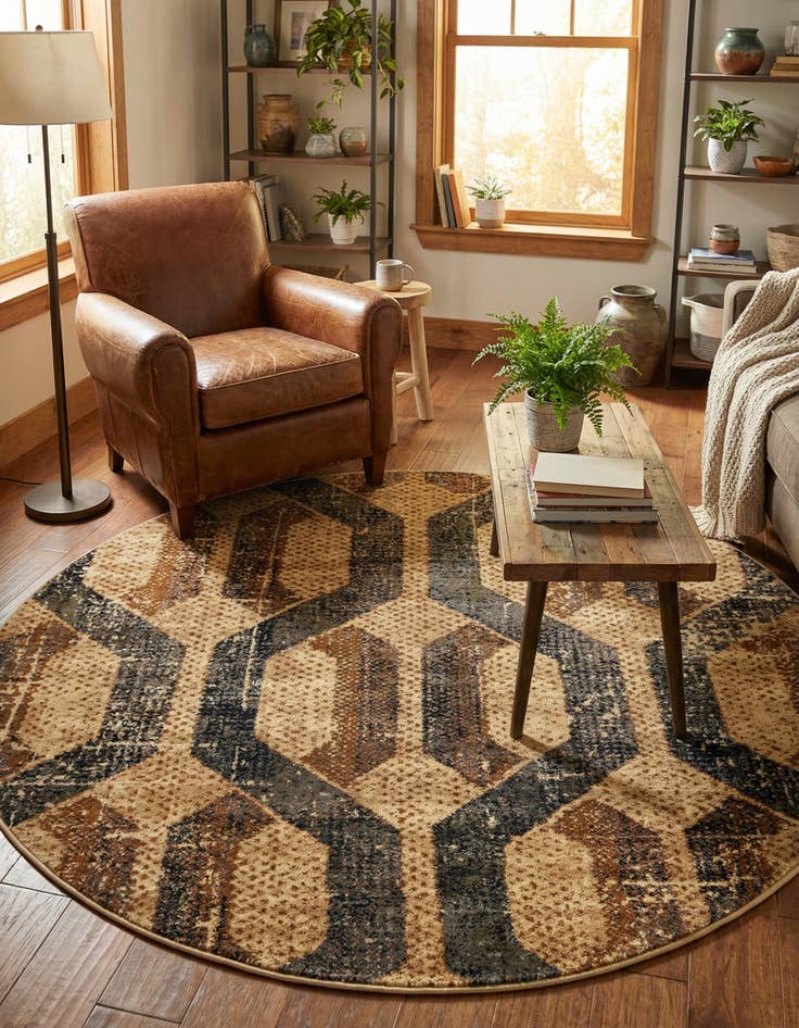 Detail image of 5' 3 x 5' 3 Saturn Round Rug