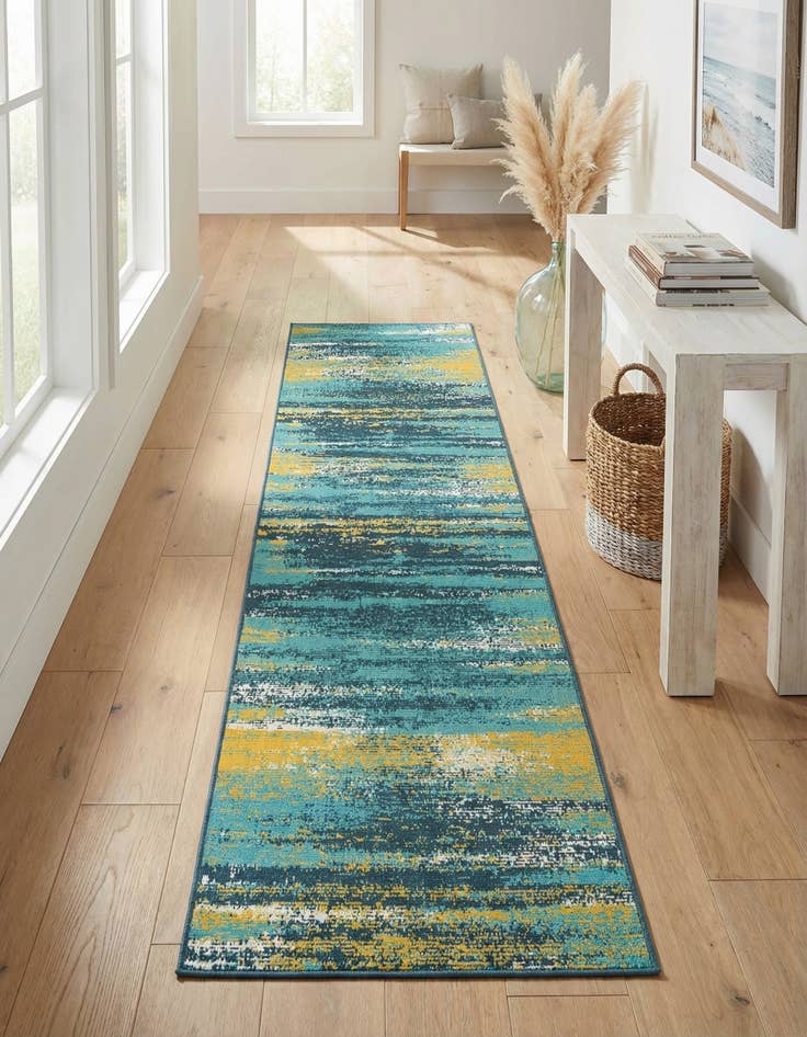 Detail image of 2' 7 x 10'  Washable Coastal Indoor / Outdoor Runner Rug