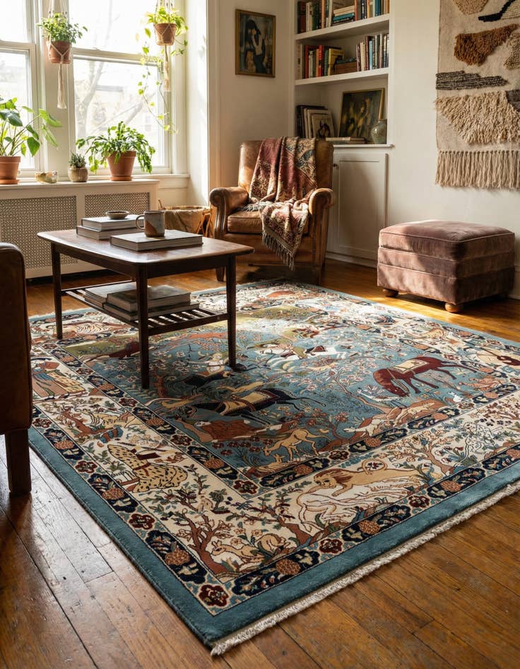 Detail image of 7' 10 x 8' Nain Design Square Rug