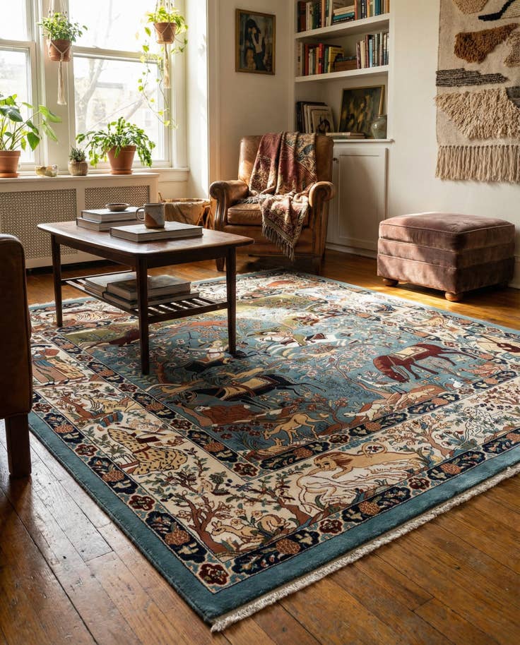 Detail image of 7' 10 x 8' Nain Design Square Rug