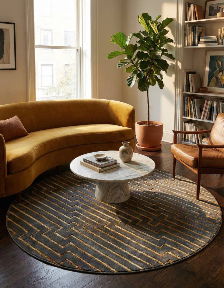 Detail image of 7' 10 x 7' 10 Vogue Geo Round Rug