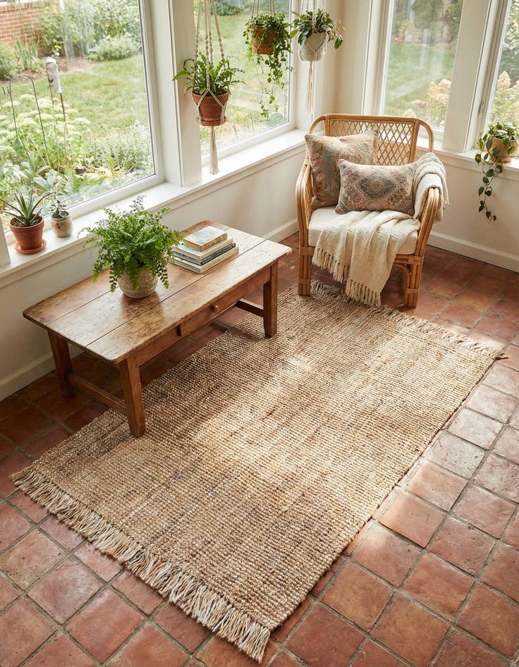 Detail image of 4' 1 x 6' 1  Hand Woven Chunky Jute Rug