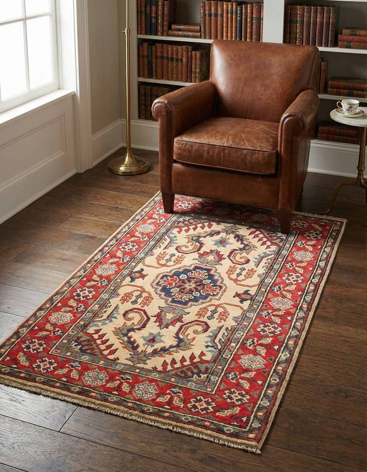 Detail image of 2' 7 x 4' 2 Hand Knotted Kazak Rug