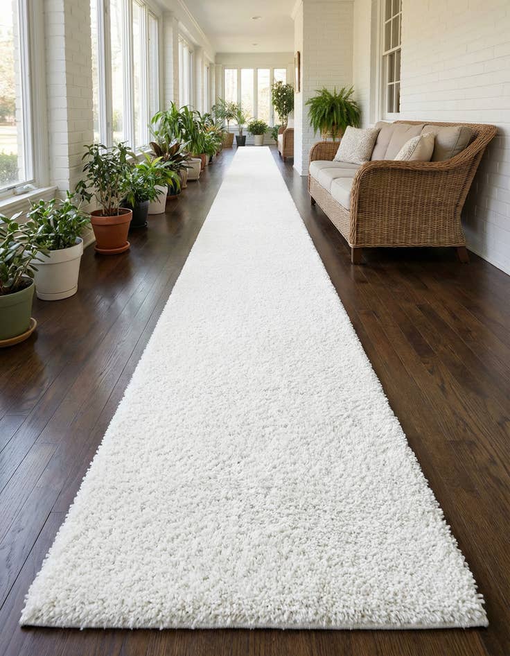 Detail image of 2' 7 x 16' 5 Solid Shag Runner Rug