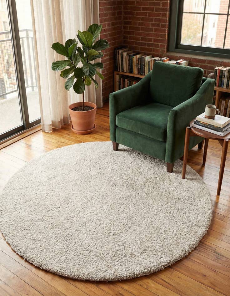 Detail image of 6' x 6' Soft Solid Shag Round Rug