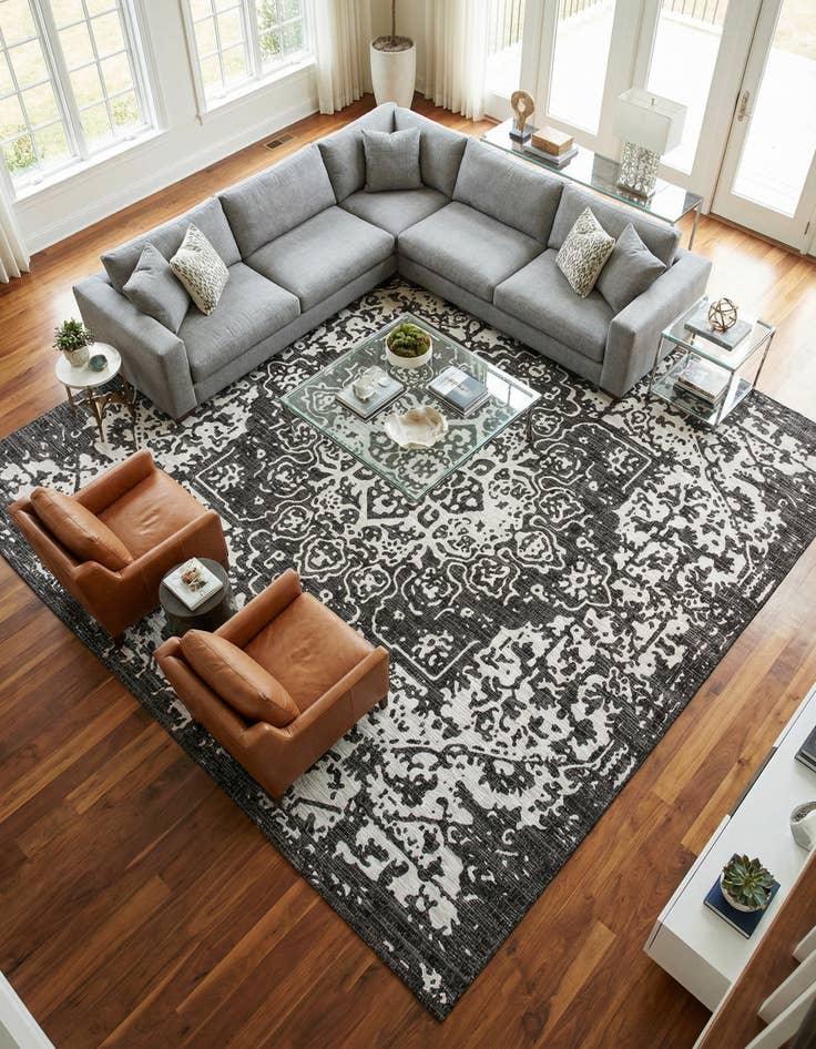 Detail image of 13' x 13'  Washable Jill Zarin Dubai Indoor / Outdoor Square Rug