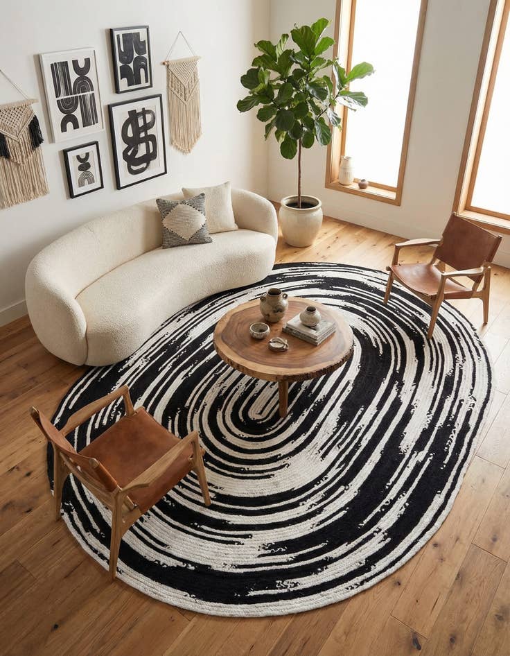 Detail image of 8' x 10' Handmade Braided Chindi Oval Rug