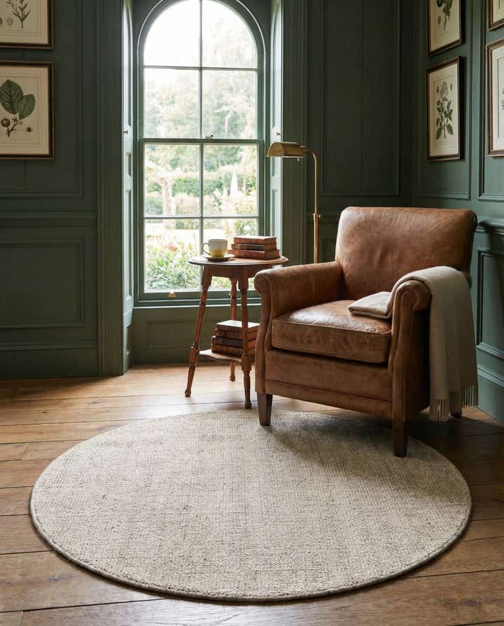 4' 1 x 4' 1 Hand Woven Jill Zarin English Manor Farmhouse Wool Round Rug