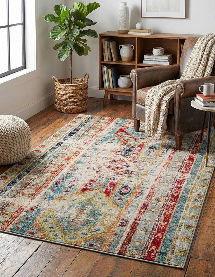 Detail image of 4' x 6'  Washable Santa Fe Rug