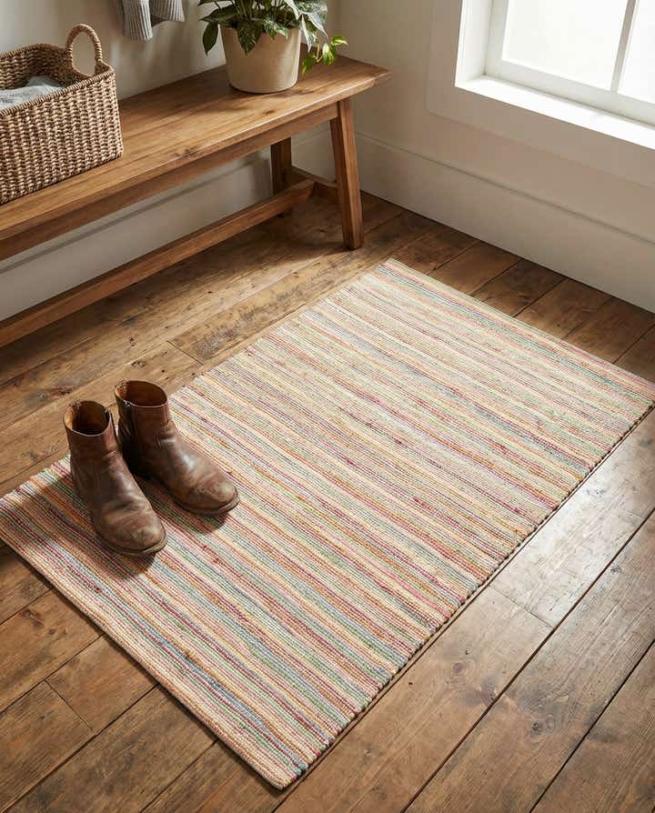 2' x 3' 1 Hand Woven Happy Rugs Rainbow Weave