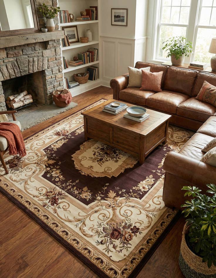 Detail image of 10' x 10' Classic Aubusson Square Rug