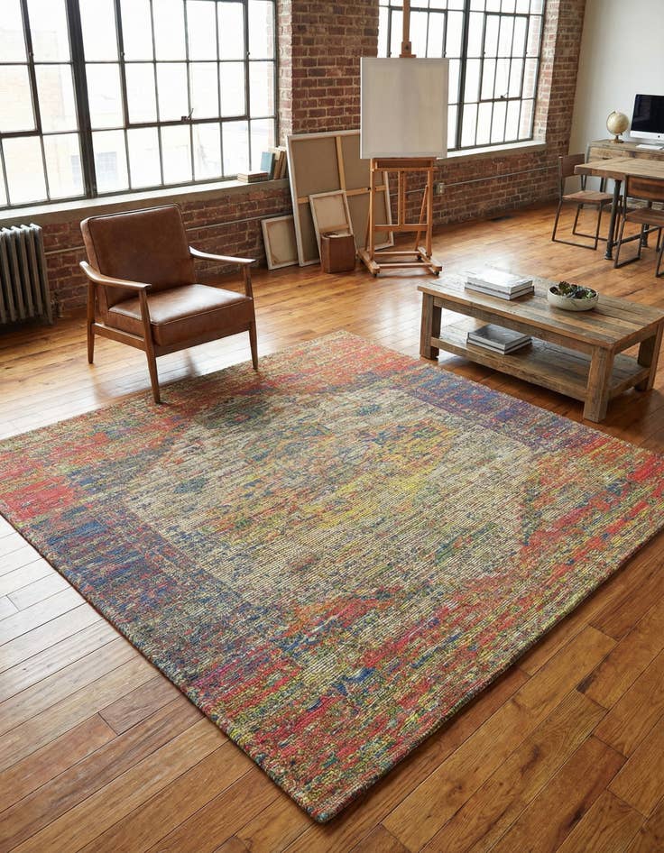 Detail image of  7' 10 x 7' 10  Hand Woven Chenille Jute Square Rug