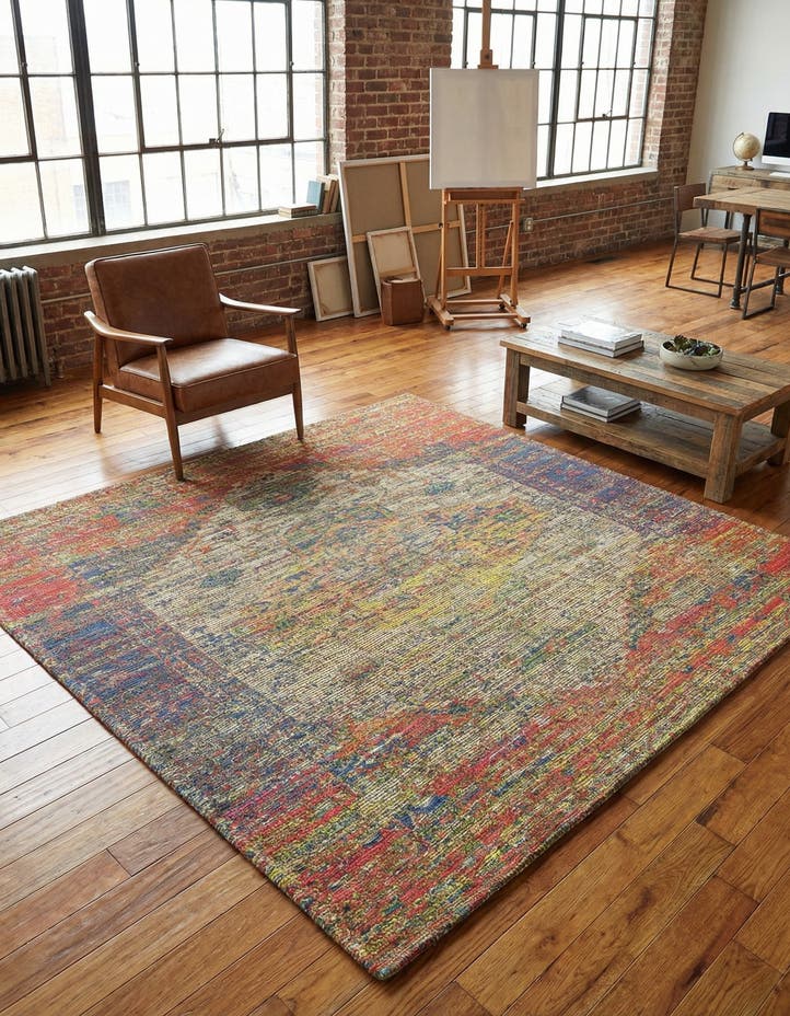 7' 10 x 7' 10 Hand Woven Chenille Jute Square Rug