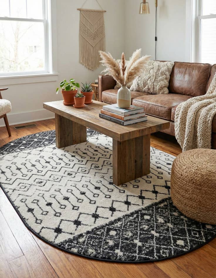 Detail image of 5' 3 x 8' Moroccan Trellis Oval Rug