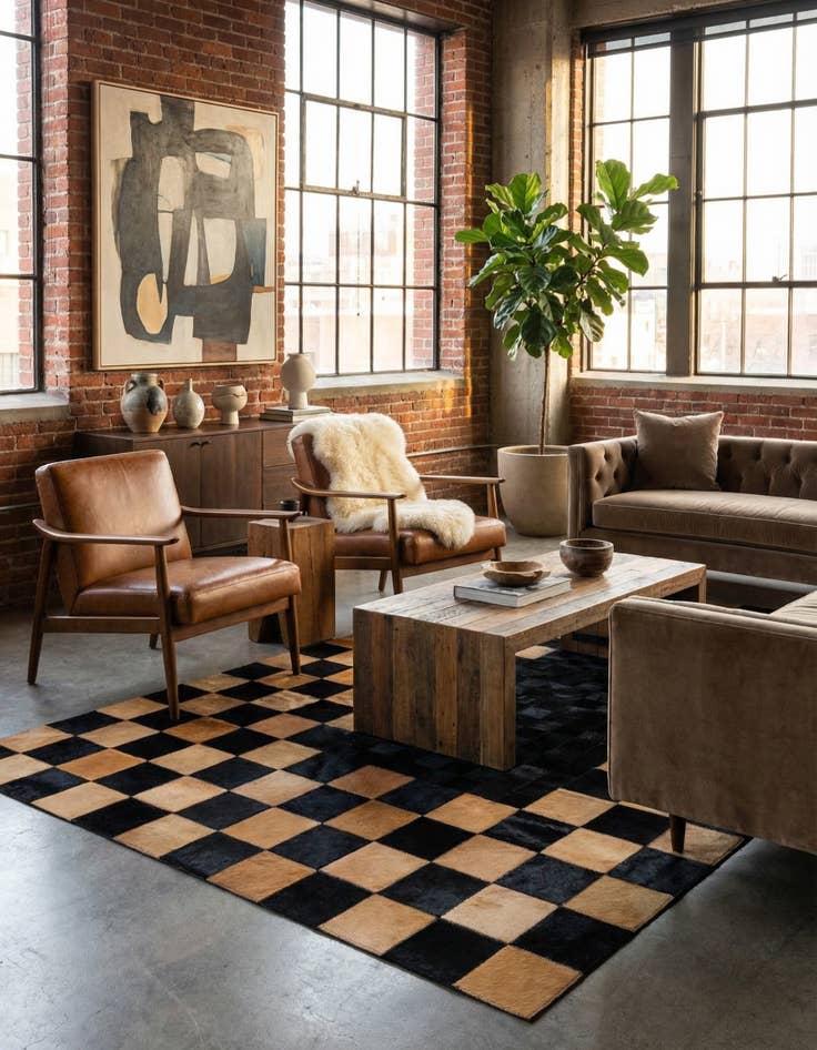 Detail image of 5' 1 x 8' Cowhide - Patchwork Rug