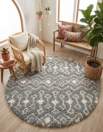 6' x 6' Moroccan Trellis Shag Round Rug