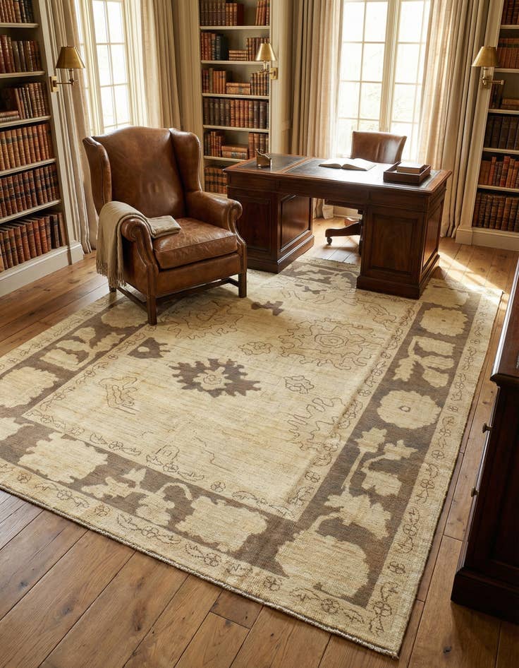 Detail image of 8' 5 x 10' 2 Hand Knotted Oushak Wool Rug