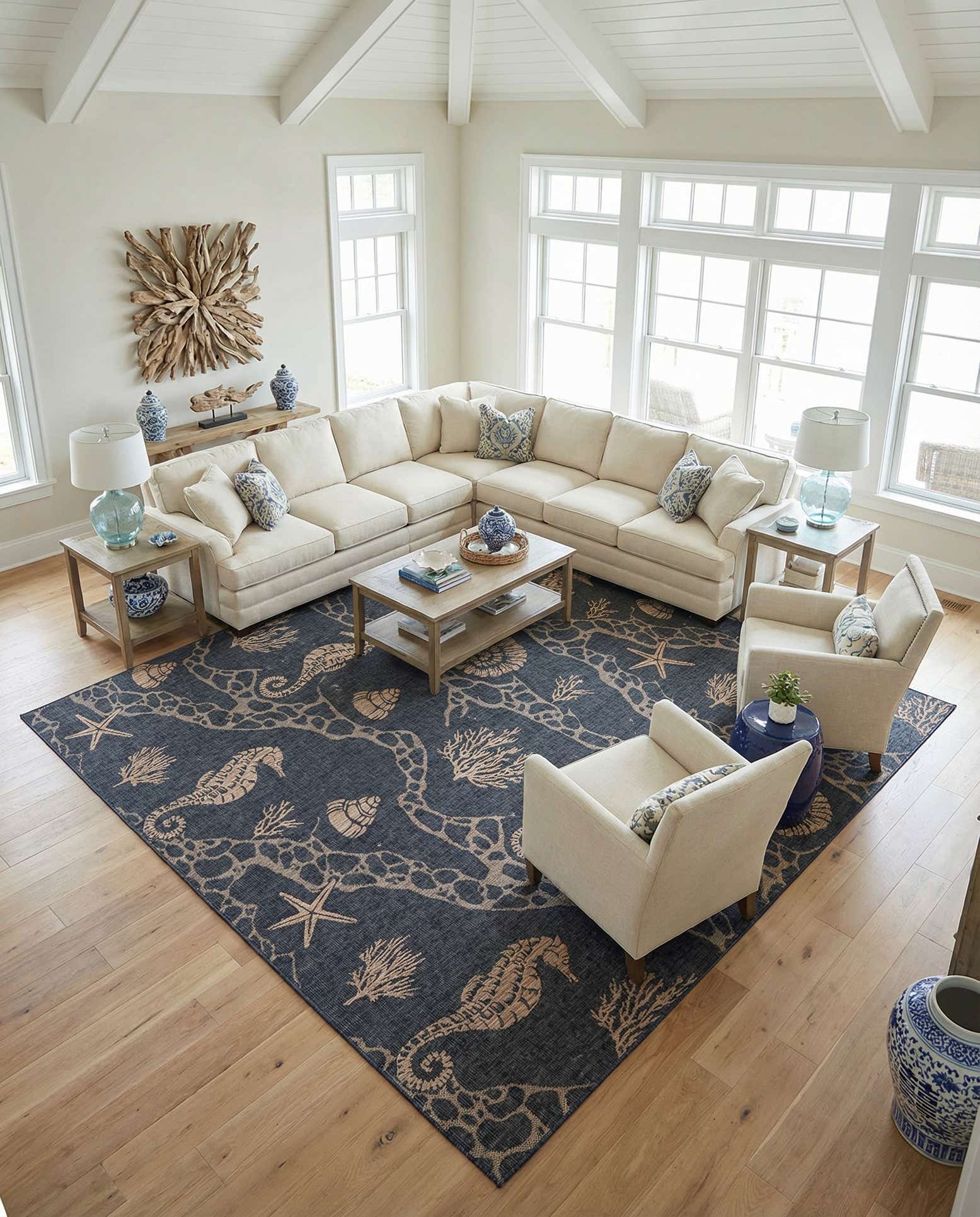 13' x 13' Easy-Clean Coastal Indoor / Outdoor Square Rug