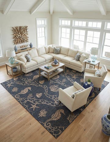 13' x 13' Easy-Clean Coastal Indoor / Outdoor Square Rug